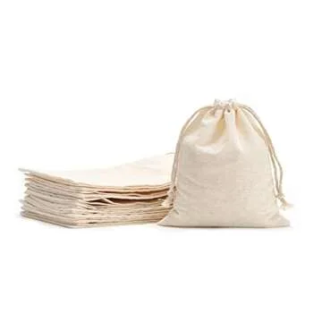 Tendwarm 50 Pieces 3x4 Inches Cotton Drawstring Bags Reusable Muslin Sachet Bag for Party Wedding St...