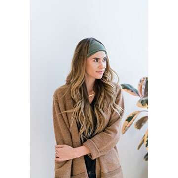 Maven Thread Hustle 2Pack, Women's Workout Headbands, 4 inch Thick Non Slip Sweatbands for Exercise, Gym, Running, Yoga, Sports, One Size Fits All, Green Camouflage, Olive Green