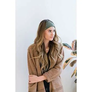 Maven Thread Hustle 2Pack, Women's Workout Headbands, 4 inch Thick Non Slip Sweatbands for Exercise, Gym, Running, Yoga, Sports, One Size Fits All, Green Camouflage, Olive Green