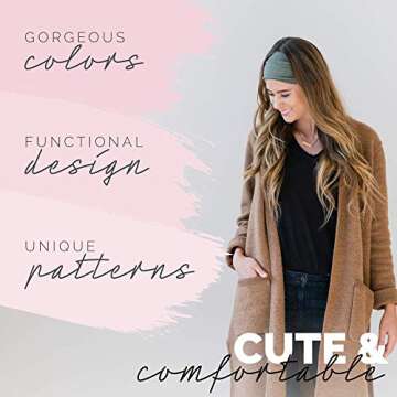 Maven Thread Hustle 2Pack, Women's Workout Headbands, 4 inch Thick Non Slip Sweatbands for Exercise, Gym, Running, Yoga, Sports, One Size Fits All, Green Camouflage, Olive Green