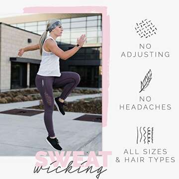 Maven Thread Hustle 2Pack, Women's Workout Headbands, 4 inch Thick Non Slip Sweatbands for Exercise, Gym, Running, Yoga, Sports, One Size Fits All, Green Camouflage, Olive Green