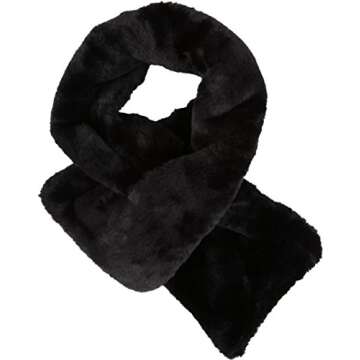Sakkas 16112 - Malen Long Rectangle Faux Fur Warm Soft Furry Wrap Around Loophole Scarf - Black - OS