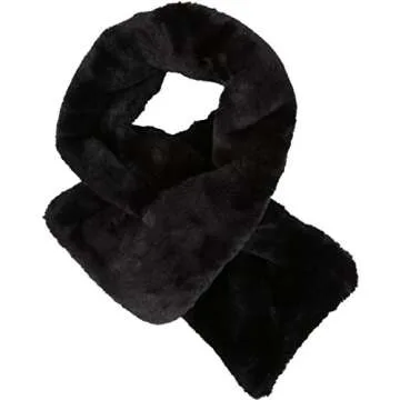 Sakkas 16112 - Malen Long Rectangle Faux Fur Warm Soft Furry Wrap Around Loophole Scarf - Black - OS