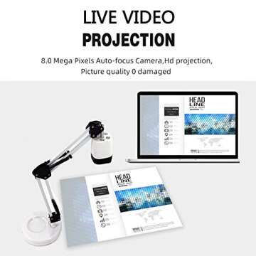 Document Camera for Teachers, 8MP Auto-Focus with LED Light