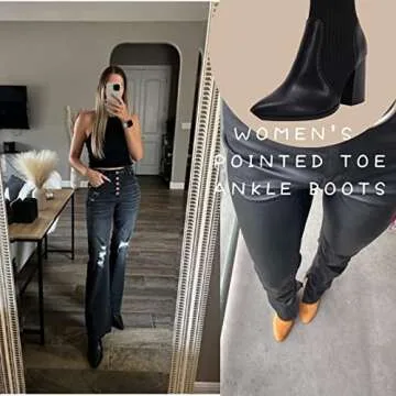 Ermonn Women's Elegant Pointed Toe High Heels Ankle Boots