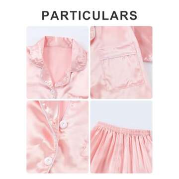 DIPUG Girls Satin Pajamas Set 3 Piece Sleepwear for Kids