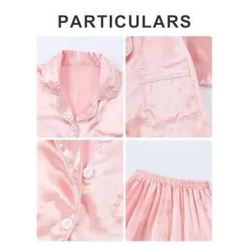 DIPUG Girls Satin Pajamas Set 3 Piece Sleepwear for Kids