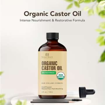 Botanic Hearth Castor Oil (4 fl oz) | USDA Certified Organic | 100% Pure & Hexane Free | Cold Presse...