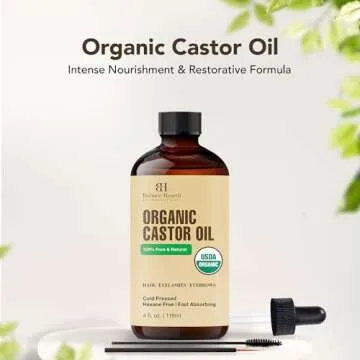 Botanic Hearth Castor Oil (4 fl oz) | USDA Certified Organic | 100% Pure & Hexane Free | Cold Presse...