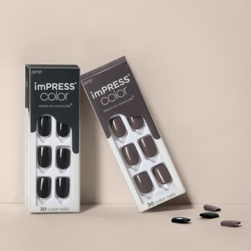 KISS imPRESS Black Press On Nails for Fashion-Forward Style