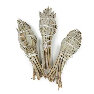 White Sage Smudge Sticks - Pack of 3 Torch Style Bundles - 4" Long - Natural Incense for Spiritual Cleansing, Witchcraft Supplies, Sage Smudge Kit, Spiritual Gifts