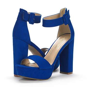DREAM PAIRS Womens HI-LO High Heel Platform Pump Sandal Orinthia,Size 7,Royal/Blue