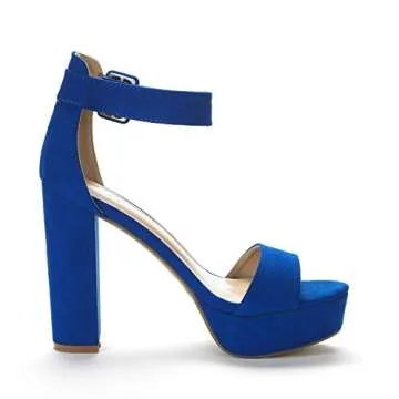 DREAM PAIRS Womens HI-LO High Heel Platform Pump Sandal Orinthia,Size 7,Royal/Blue