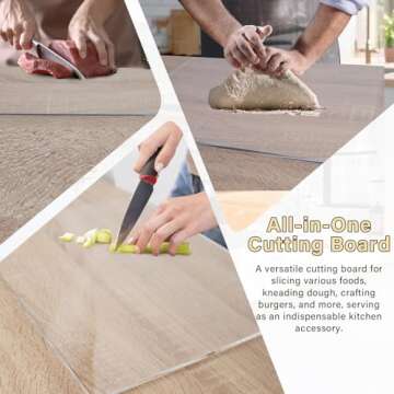Acrylic Cutting Board with Counter Lip,Clear Cutting Boards for Kitchen,Non Slip Cutting Board for C...