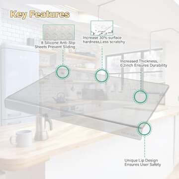 Acrylic Cutting Board with Counter Lip,Clear Cutting Boards for Kitchen,Non Slip Cutting Board for Countertop, Kitchen Gadgets, Minimalist Counter Decor, Aesthetic Kitchen Decor (Clear, 20"x16")