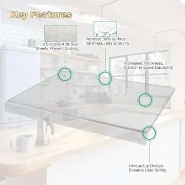 Acrylic Cutting Board with Counter Lip,Clear Cutting Boards for Kitchen,Non Slip Cutting Board for Countertop, Kitchen Gadgets, Minimalist Counter Decor, Aesthetic Kitchen Decor (Clear, 20"x16")