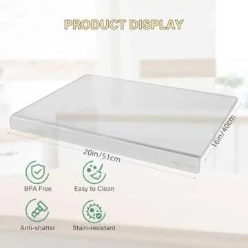 Acrylic Cutting Board with Counter Lip,Clear Cutting Boards for Kitchen,Non Slip Cutting Board for Countertop, Kitchen Gadgets, Minimalist Counter Decor, Aesthetic Kitchen Decor (Clear, 20"x16")