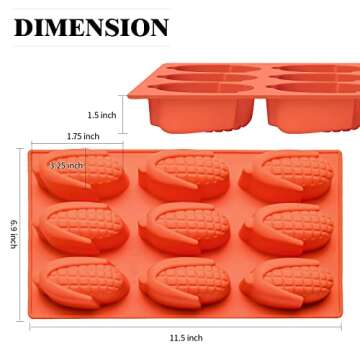 Dootafy 2 Pack Small Corn Stick Bread Pan, Silicone Corn Cob Bread Molds Mini Cake Pans Cakelette Pan for Fall Baking Muffin Cupcake Brownie or Soap Making, Perfect for Thanksgiving Christmas