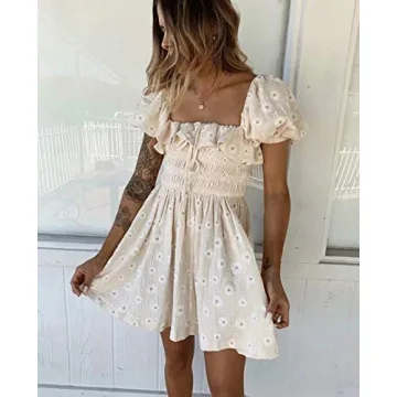 R.Vivimos Summer Floral Mini Dress for Women - Stylish Comfort