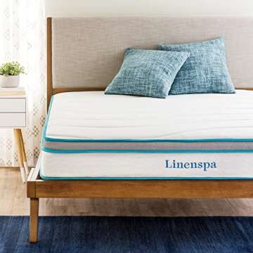 Linenspa 8 Inch Memory Foam and Spring Hybrid Mattress - Medium Firm Feel - Bed in a Box - Quality C...