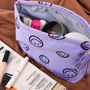 Makeup Bag Small Cosmetic Pouch: Cosmetic Bag for Purse - Cute Make up Bags with Tassel - Gifts for Teen Girl (02-Purple)