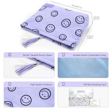 Makeup Bag Small Cosmetic Pouch: Cosmetic Bag for Purse - Cute Make up Bags with Tassel - Gifts for Teen Girl (02-Purple)