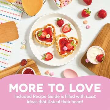 DASH x Sweethearts® Mini Waffle Maker - 4” Waffle, Heart Shaped Waffle, Nonstick Waffle Iron with Quick Heat-Up, Perfect Mini Waffle Maker for Kids and Families, Valentines Day - XOXO (Pink)