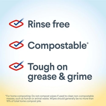 Clorox Compostable Cleaning Wipes - Eco-Friendly Lemon Scent