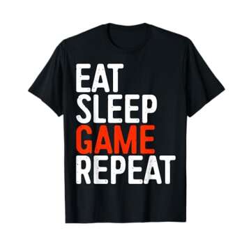 Eat Sleep Game Repeat T-Shirt Video Gamer Gift Shirt T-Shirt