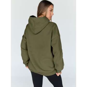 Trendy Queen Womens Oversized Hoodies Fleece Hooded Sweatshirts Casual Pullover Fall Winter Outfits Long Sleeve Tops 2025 ArmyGreen XL