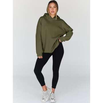Trendy Queen Womens Oversized Hoodies Fleece Hooded Sweatshirts Casual Pullover Fall Winter Outfits Long Sleeve Tops 2025 ArmyGreen XL