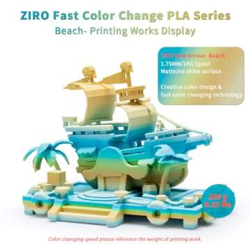 ZIRO PLA Filament 1.75mm, Matte Multicolor 3D Printer Filament, Color Gradient Change PLA, Fast Colo...