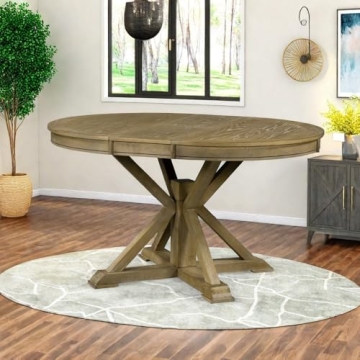 Stylish LUMISOL Round Dining Table for 6 - Extendable