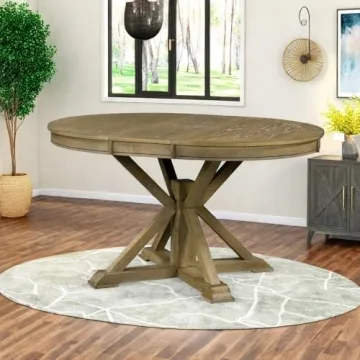 Stylish LUMISOL Round Dining Table for 6 - Extendable