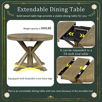 Stylish LUMISOL Round Dining Table for 6 - Extendable