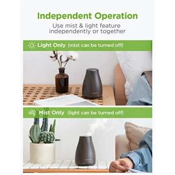 InnoGear Essential Oil Diffuser, Premium 5-in-1 Diffusers for Home Scent Aromatherapy Diffuser Air Desk Humidifier for Bedroom Large Room Office 7 Color LED 2 Mist Mode Waterless Auto Off, Brown