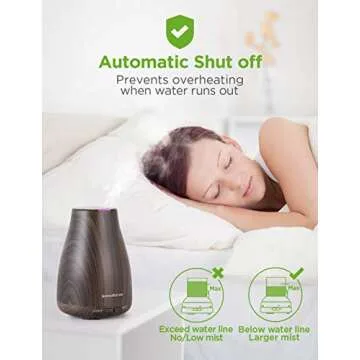 InnoGear Essential Oil Diffuser, Premium 5-in-1 Diffusers for Home Scent Aromatherapy Diffuser Air Desk Humidifier for Bedroom Large Room Office 7 Color LED 2 Mist Mode Waterless Auto Off, Brown