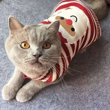 BOBIBI Cat Sweater Christmas Santa Claus Pet Cat Winter Knitwear Warm Clothes X-Small