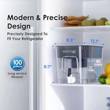 Waterdrop Alkaline Water Filter Dispenser, Large 40-Cup, Healthy, Clean & Toxin-Free Mineralized Alkaline Water, 100-Gallon, BPA Free, Black (1 Filter Included)
