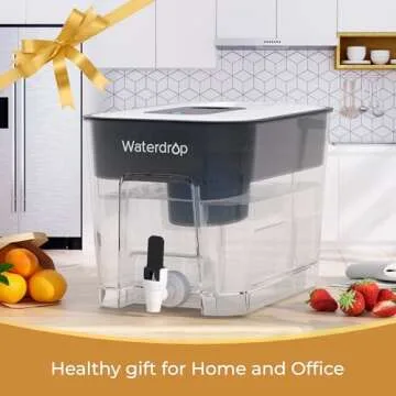 Waterdrop Alkaline Water Filter Dispenser, Large 40-Cup, Healthy, Clean & Toxin-Free Mineralized Alkaline Water, 100-Gallon, BPA Free, Black (1 Filter Included)