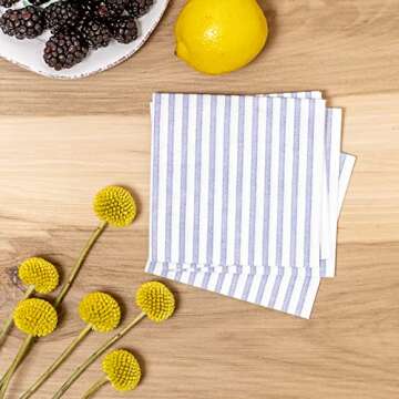 Papersoft Napkins by Vietri Capri Blue Cocktail Napkins, 20-Pack, 10" Square Spunlace for Drinks & Parties