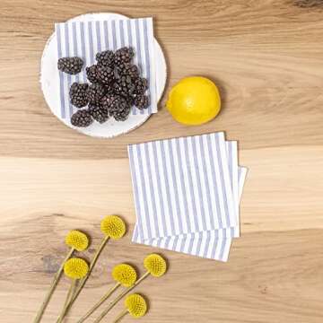 Papersoft Napkins by Vietri Capri Blue Cocktail Napkins, 20-Pack, 10" Square Spunlace for Drinks & Parties