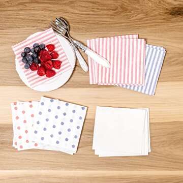 Papersoft Napkins by Vietri Capri Blue Cocktail Napkins, 20-Pack, 10" Square Spunlace for Drinks & Parties