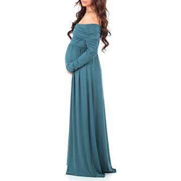 Mother Bee Maternity Off Shoulder Cowl Neck Maternity Dress for Baby Shower or Casual Wear