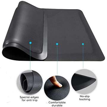 Salon mats for Hair Stylist 3'x5' Barber Shop Salon Floor Chair Mat - Black Square Anti-Fatigue Salon Floor Mat -1/2" Thick Salon Standing Mat