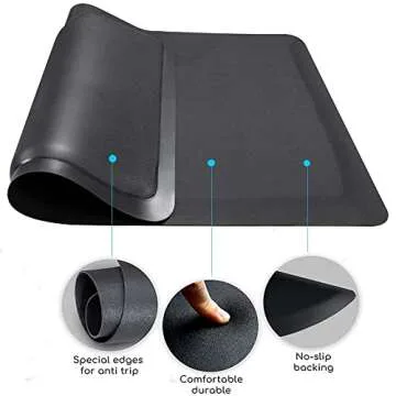 Salon mats for Hair Stylist 3'x5' Barber Shop Salon Floor Chair Mat - Black Square Anti-Fatigue Salon Floor Mat -1/2" Thick Salon Standing Mat