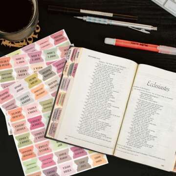 Cualfec 122 Pcs Bible Index Tabs - Old & New Testament Floral Design