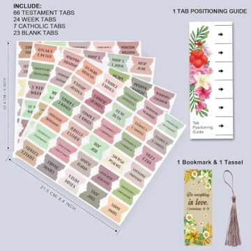 Bible Index Tabs with Floral Design - 122 Pcs for Easy Journaling