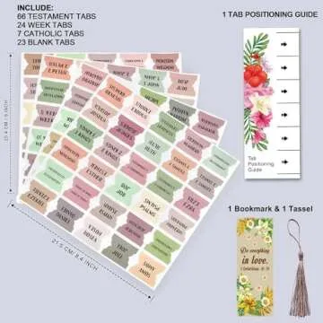 Bible Index Tabs with Floral Design - 122 Pcs for Easy Journaling