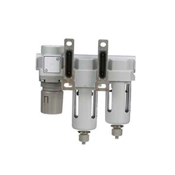 PneumaticPlus SAU330-N03G Three Stage Compressed Air Drying System - Particulate Air Filter, Coalescing Filter, Air Pressure Regulator Combo 3/8" NPT - Poly Bowl, Manual Drain, Gauge